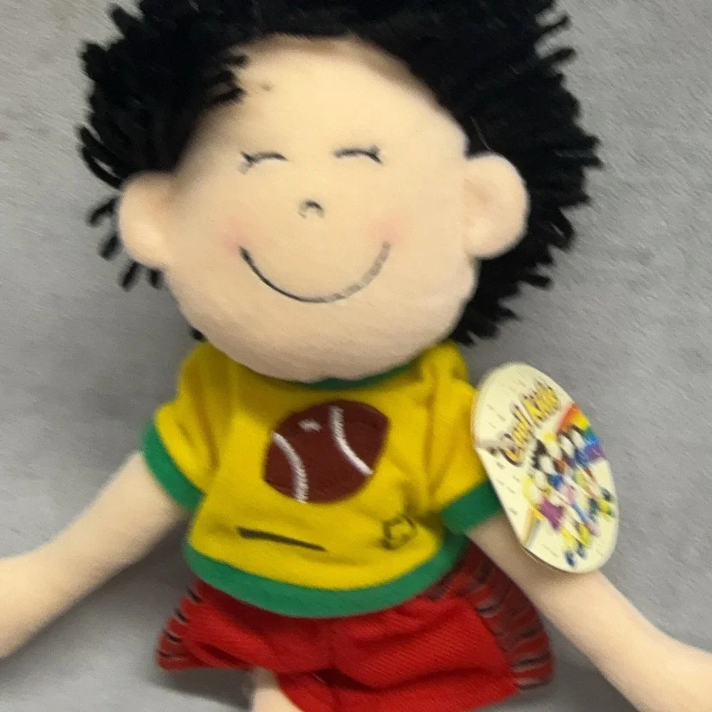 Vintage 2001 Cool Kids Boy Cloth Doll‎ Black Hair Football Shirt 14